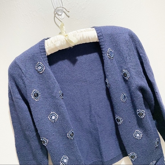COLDWATER CREEK Jeweled Cardigan Cashmere Blend - Picture 3 of 6